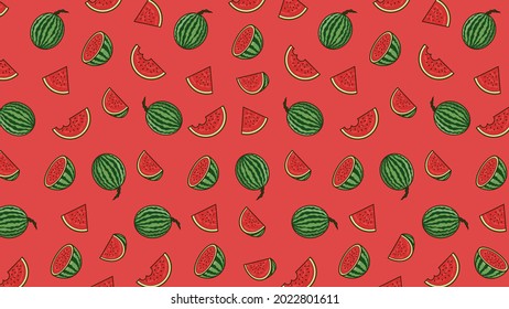 Watermelon Background Pattern Vector Isolated
