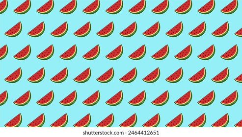 Watermelon background with watermelon slices and seeds. Summer background illustration.