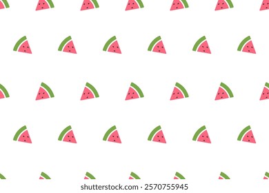 Watermelon background. Vector seamless pattern of fruit pieces, sliced. Fruit summer pop art for print, fabric, banners, wrapping, stationary, phone cases, covers. Summer pattern for party invitation