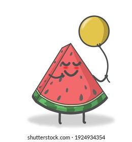 Watermelon with balloon character vector template design illustration