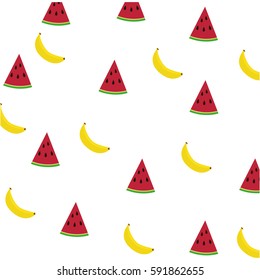 Watermelon and bananas background icon vector illustration graphic design