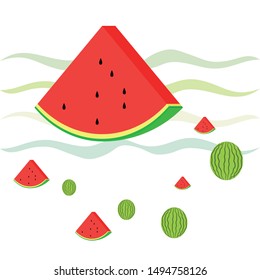 Watermelon. Banner juicy ripe watermelon slices. Summer time.