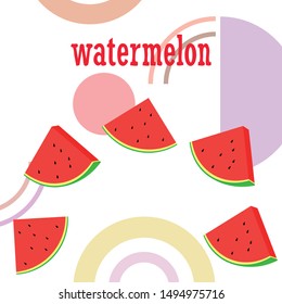 Watermelon. Banner juicy ripe watermelon slices. Summer time.