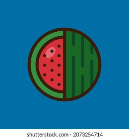 Watermelon. Beautiful, bright, simple icon in a flat style. Isolate. Vector illustration. Drawing.
