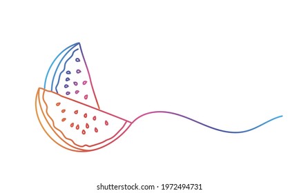 Watermelon berry fruit. Hand drawn vector illustration. Color line.