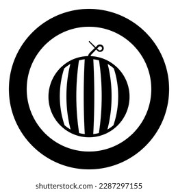 Watermelon berry fruit icon in circle round black color vector illustration image solid outline style