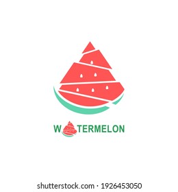 Planilla del logotipo de la baya de la sandía, temporada de verano, ilustración vectorial de la empresa frutal. Colorido logotipo de corte de sandía, el diseño de logotipo se puede usar para empresas de negocios, sitios web, folletos y afiches.