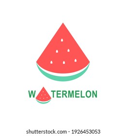 Watermelon berry logo template, summer season, fruit company vector illustration. Colorful watermelon slice logotype, logo design can be used for business companies, websites, brochures, and posters.
