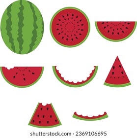 Watermelon Bite Set Clipart Vector