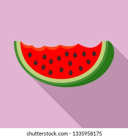 Watermelon bite slice icon. Flat illustration of watermelon bite slice vector icon for web design