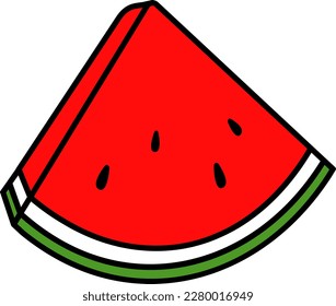 Borde de sandía troceada Pieza Fruta roja Jugoso tropical fresco aislado