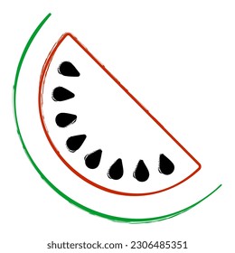 watermelon brush on a white background. Vector illustration.