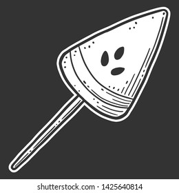 Watermelon candy or icerceam. Vector concept in doodle and sketch style. Hand drawn illustration for printing on T-shirts, postcards.