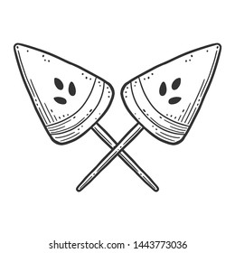 Watermelon candy or icerceam. Vector concept in doodle and sketch style. Hand drawn illustration for printing on T-shirts, postcards.