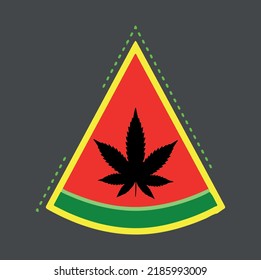 huella del logo del vector de cannabis de la sandía