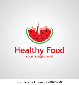 Watermelon as cardiogram vector logo design, icon idea for food or sport brand