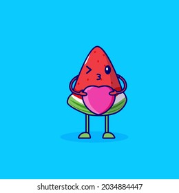 watermelon cartoon character brings love