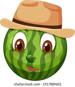 Watermelon cartoon character with facial expression illustration