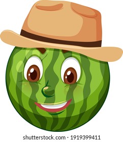 Watermelon cartoon character with facial expression illustration