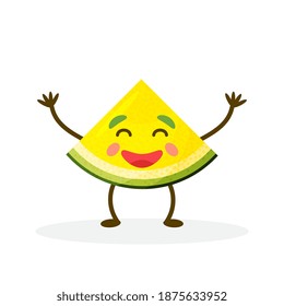 Watermelon cartoon character isolated on white background. Healthy food funny mascot vector illustration in flat design.
