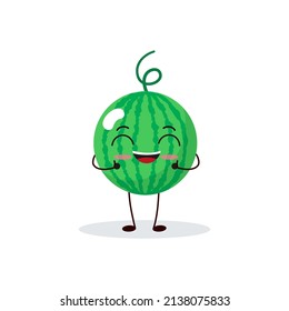 Watermelon cartoon character isolated on white background. Healthy food funny mascot vector illustration in flat design. eps 10