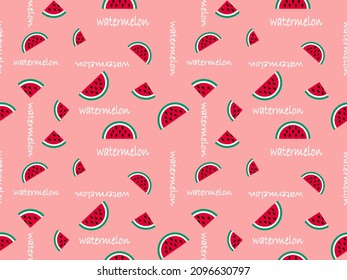 watermelon cartoon character seamless pattern on pink background