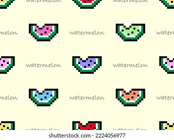 Watermelon cartoon character seamless pattern on yellow background