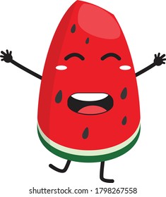 Watermelon cartoon character. Vector illustration of flat style concept for healthy diet and lifestyle.