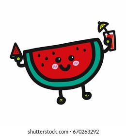 Watermelon cartoon character vector illustration