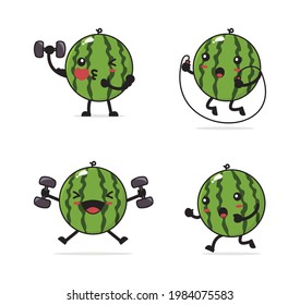 watermelon cartoon. with the concept of fitness