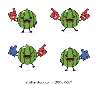 watermelon cartoon. and foaming fingers, with the number one best fruit concept