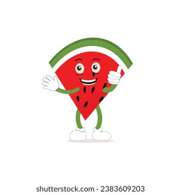 Dibujo de sandía, ilustración vectorial de fruta fresca, con diferentes caras y expresiones. Vector de sandías cómicas