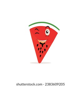 Watermelon cartoon, fresh fruit vector illustration, with different faces and expressions. Comic watermelons vector