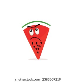 Watermelon cartoon, fresh fruit vector illustration, with different faces and expressions. Comic watermelons vector