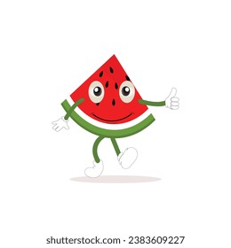 Dibujo de sandía, ilustración vectorial de fruta fresca, con diferentes caras y expresiones. Vector de sandías cómicas