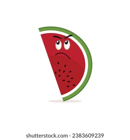 Watermelon cartoon, fresh fruit vector illustration, with different faces and expressions. Comic watermelons vector