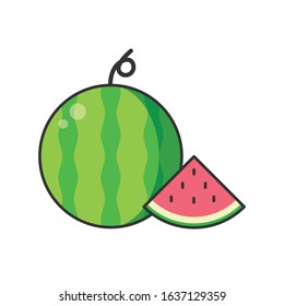 watermelon cartoon fruit line vector