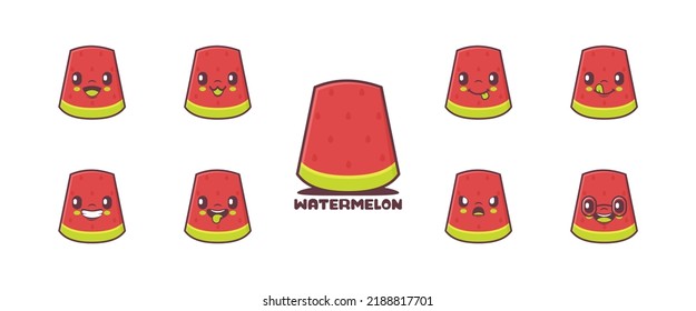 watermelon cartoon. fruit vector illustration. icon, emoticons, cartoons. isolated on a white background