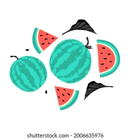 Watermelon Cartoon Icon Set, Vector format