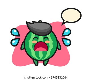 Watermelon cartoon illustration with crying gesture