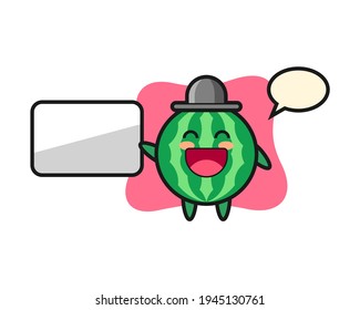 Watermelon cartoon illustration doing a presentation