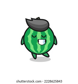 watermelon cartoon illustration with a shy expression , cute style design for t shirt, sticker, logo element