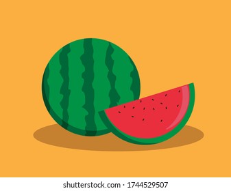 Watermelon In Cartoon Illustration Vector Isolated