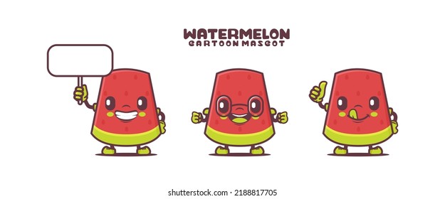 watermelon cartoon mascot. fruit vector illustration. isolated on a white background