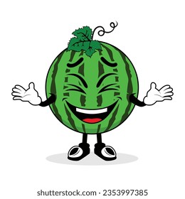 Watermelon Cartoon Mascot laughing happily