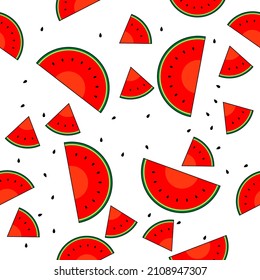 Watermelon cartoon rotation on white background. The pattern can be used for wrapping gifts.