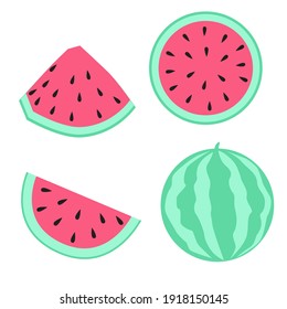 Watermelon Cartoon Symbool, Vector Illustration.