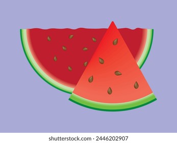 Watermelon cartoon vector, watermelon icon, green melon, fresh watermelon half and triangle, melon fruit. Can use for infographic, banner, poster, web design. Isolated for graphic and web design