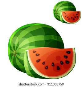 Watermelon. Cartoon vector icon isolated on white background. Series of food and drink and ingredients for cooking.