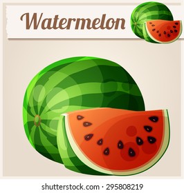 Watermelon. Cartoon vector icon. Series of food and drink and ingredients for cooking.